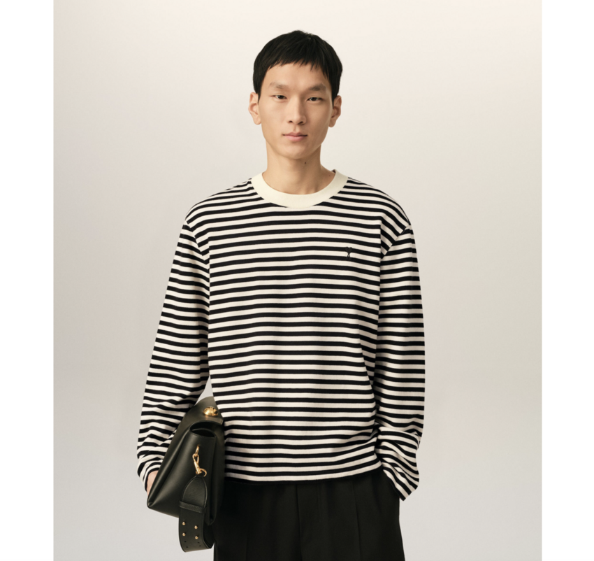 AMI Paris Mariniere T-Shirt With AMI De Coeur Black/Ivory