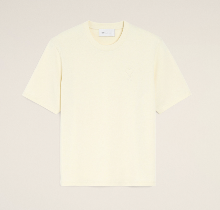 AMI Paris T-Shirt With Embossed AMI De Coeur Ivory