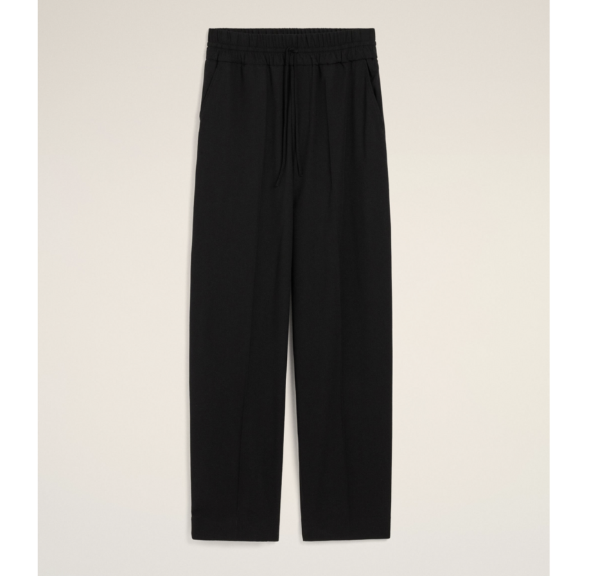 AMI Paris Elasticated-Waist Wool Trousers Black