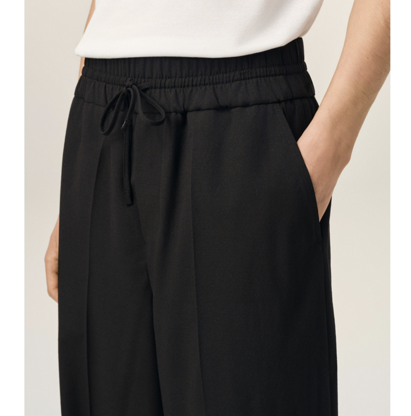 AMI Paris Elasticated-Waist Wool Trousers Black