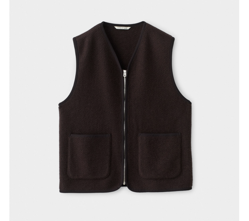 A Kind of Guise Valur Wool Vest Mahogany Tiles