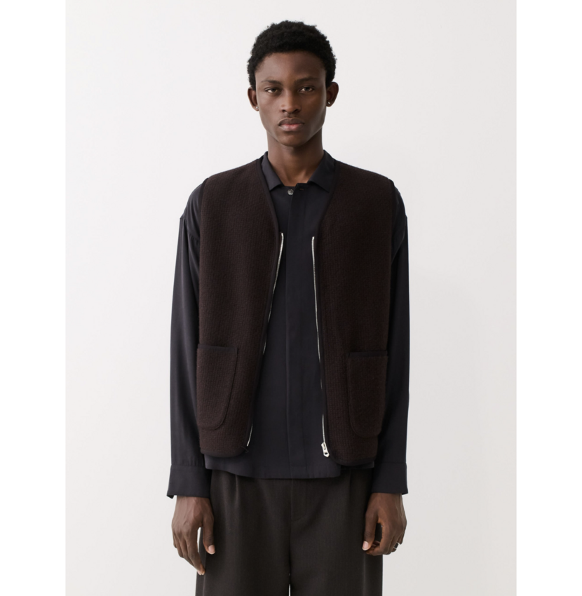 A Kind of Guise Valur Wool Vest Mahogany Tiles