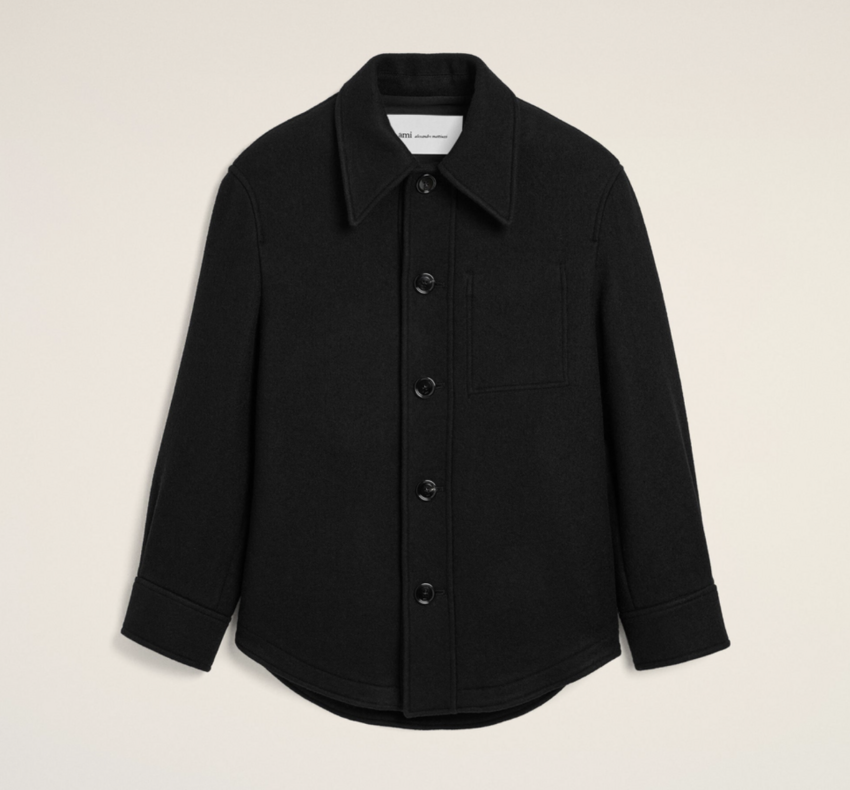 AMI Paris Buttoned Jacket Boiled Wool Black