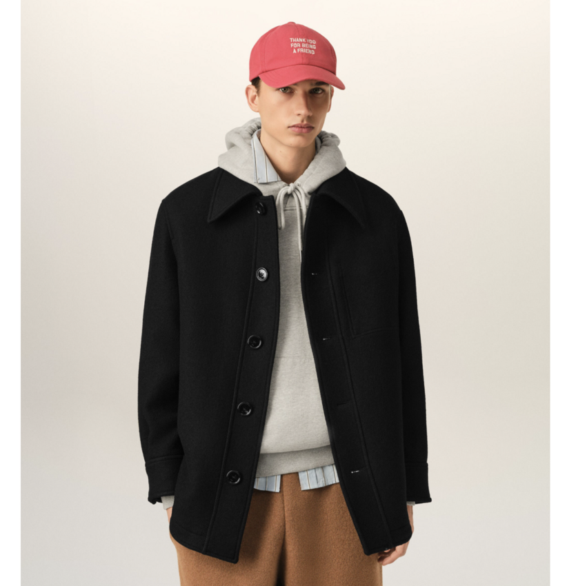 AMI Paris Buttoned Jacket Boiled Wool Black