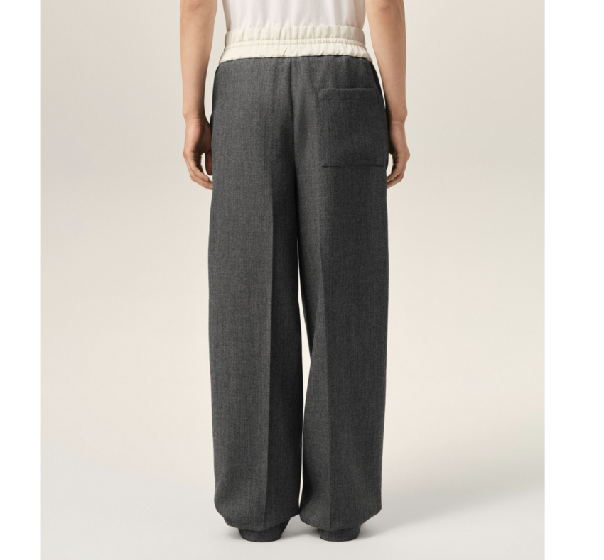AMI Paris Elasticated Trousers Wool Carbon Grey