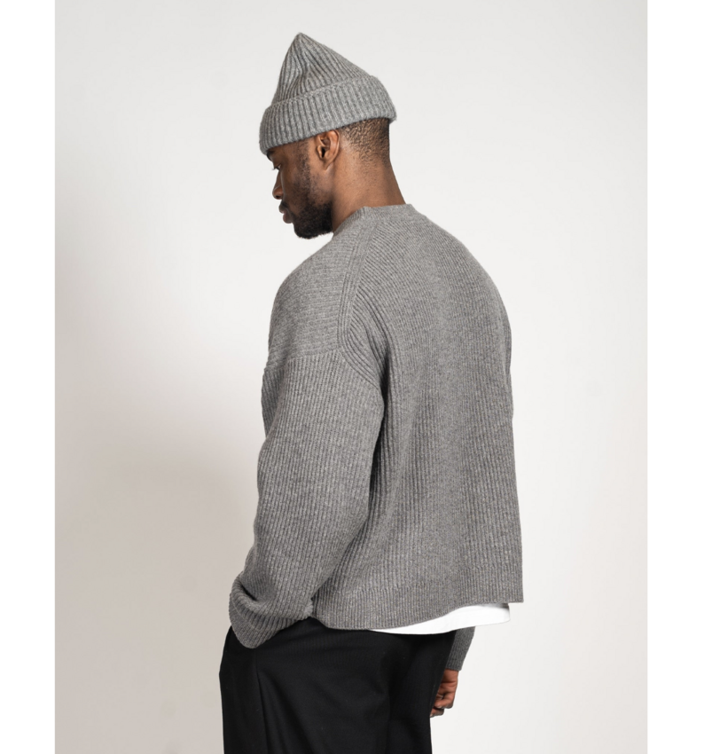 Yacaia Y0013 - Oversized Ribbed Merino Cashmere Sweater Grey