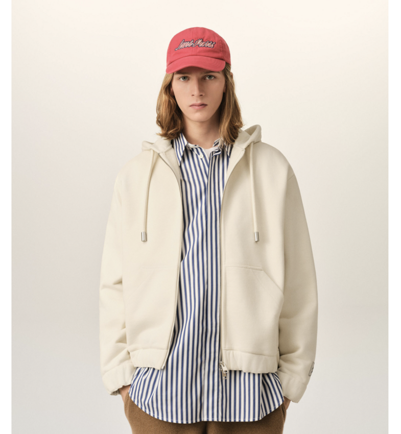 AMI Paris Zipped Hoodie With Heritage AMI Paris Label Ivory