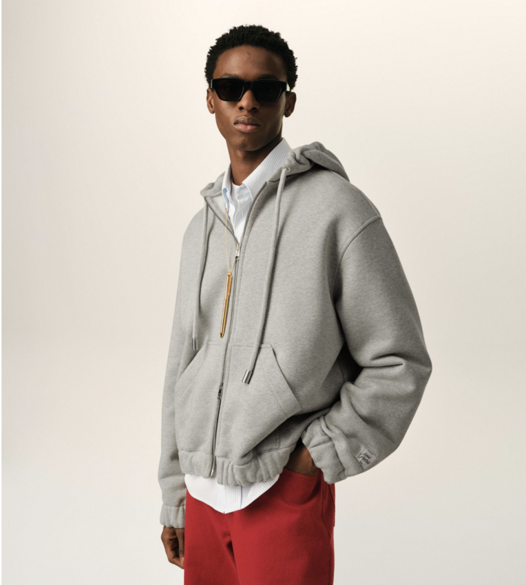 AMI Paris Zipped Hoodie With Heritage AMI Paris Label Heather Ash Grey