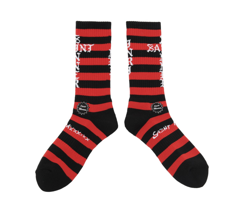 SAINT MXXXXXX Border Socks Black/Red