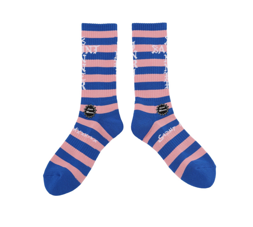 SAINT MXXXXXX Border Socks Blue/Pink