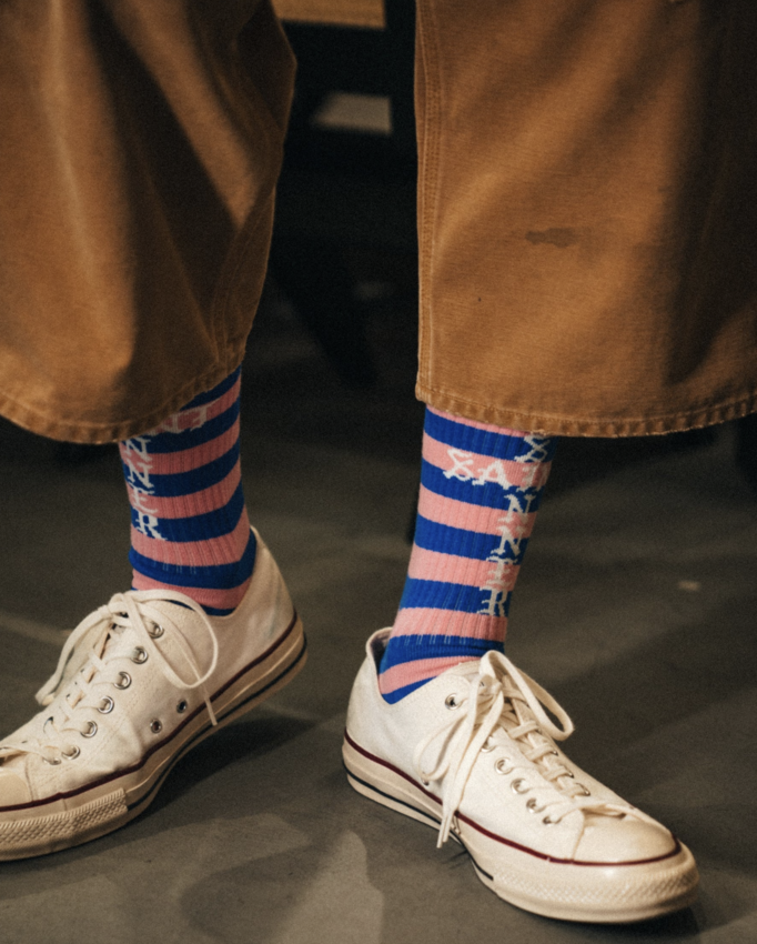 SAINT MXXXXXX Border Socks Blue/Pink