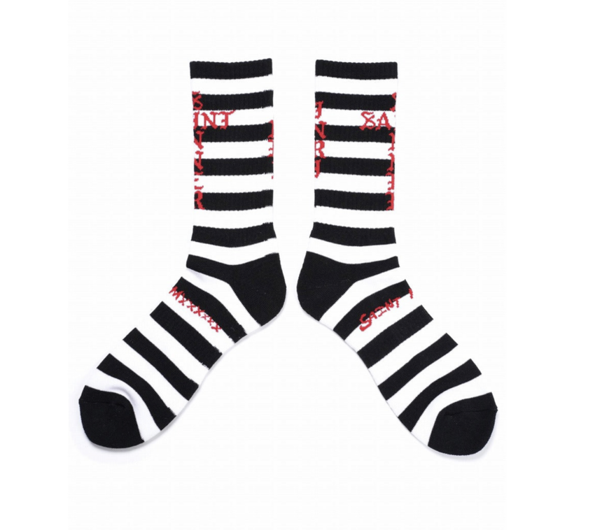 SAINT MXXXXXX Border Socks Black/White