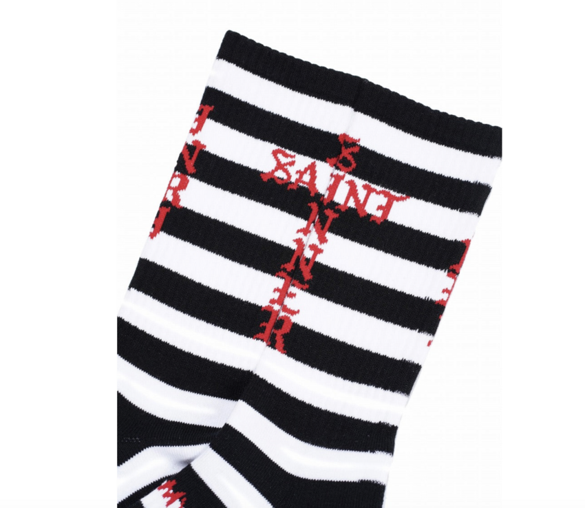 SAINT MXXXXXX Border Socks Black/White