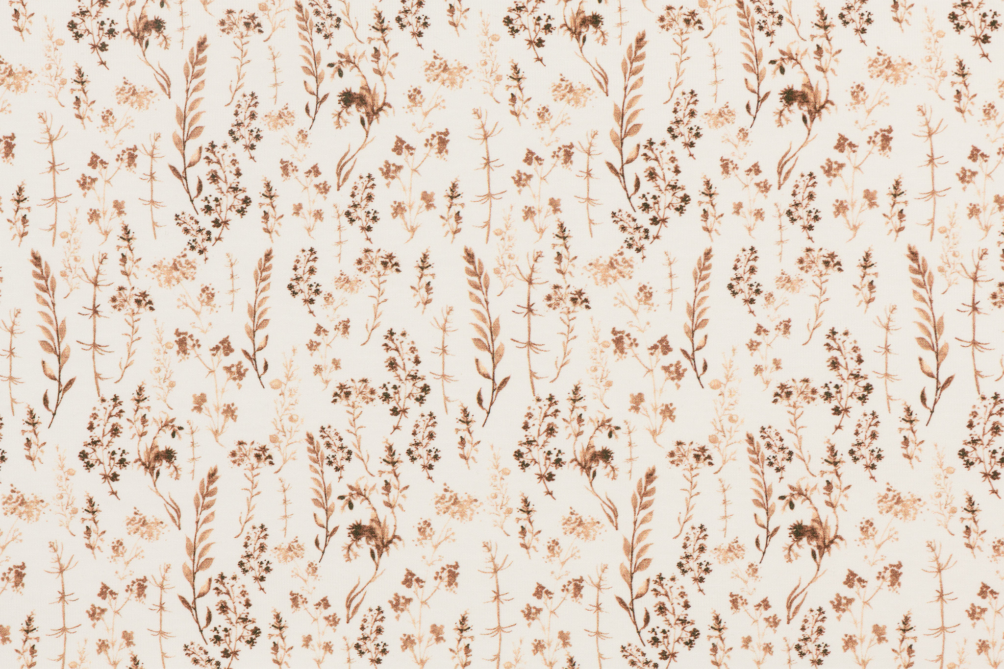 Poplin Katoen Digitale Print - Gedroogde Bloemen Licht Bruin