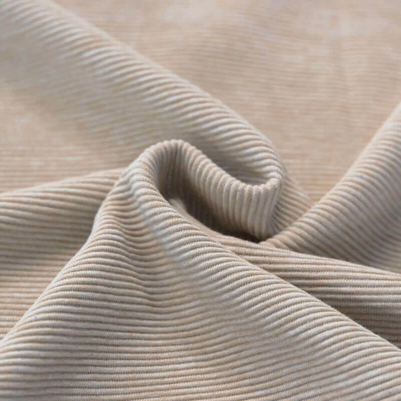 Ottoman Rib Jersey Stof Licht Beige Melange