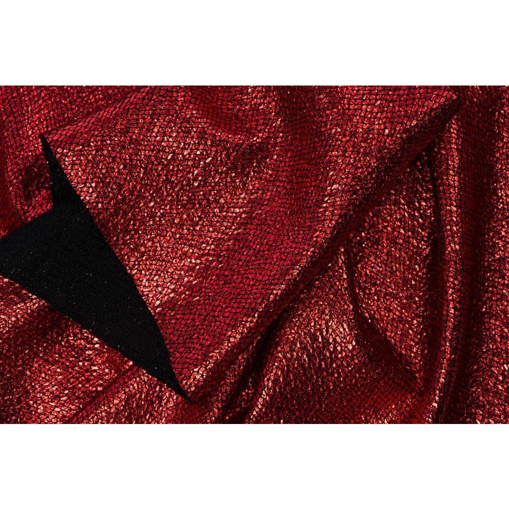 Lurex Ruit Rood / Zwart - Stoffen Online