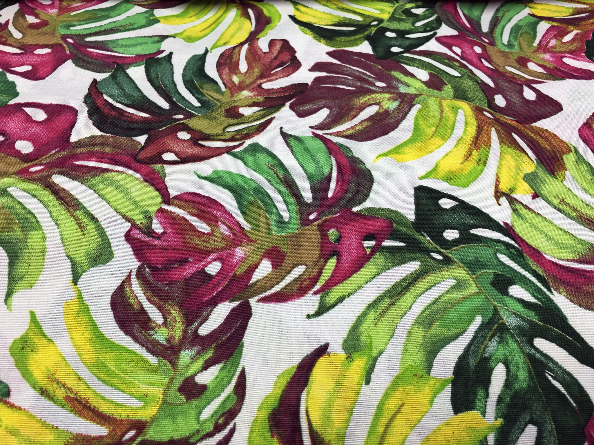 Deco Stof Tropical Leaves Colored