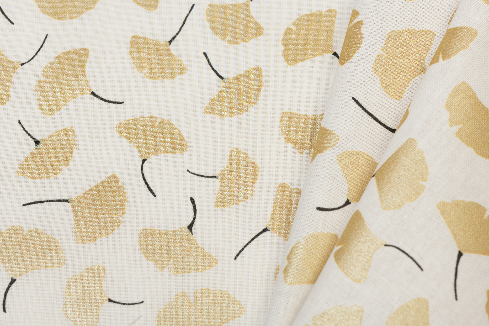 Katoen Ginkgo Off White / Goud