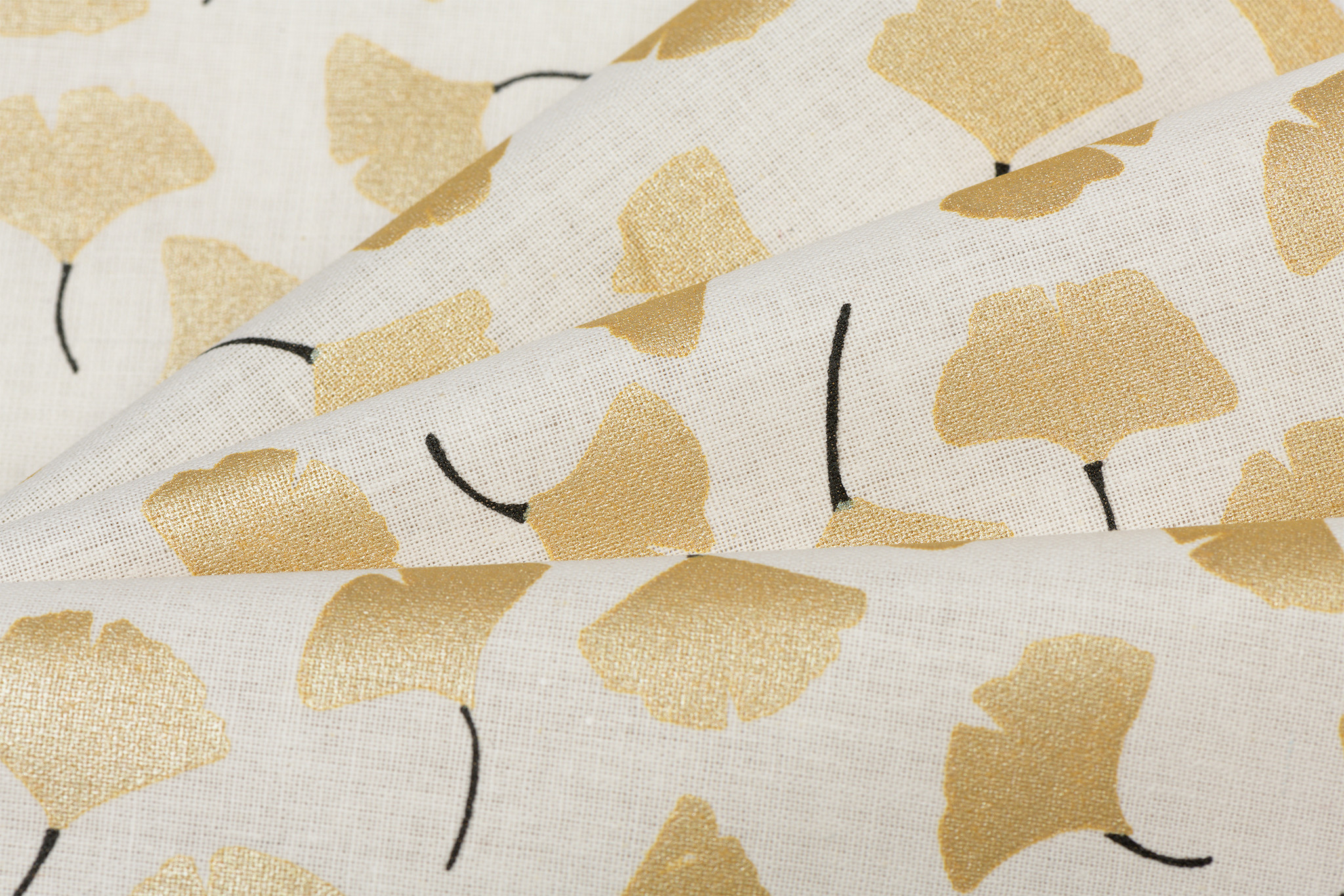Katoen Ginkgo Off White / Goud
