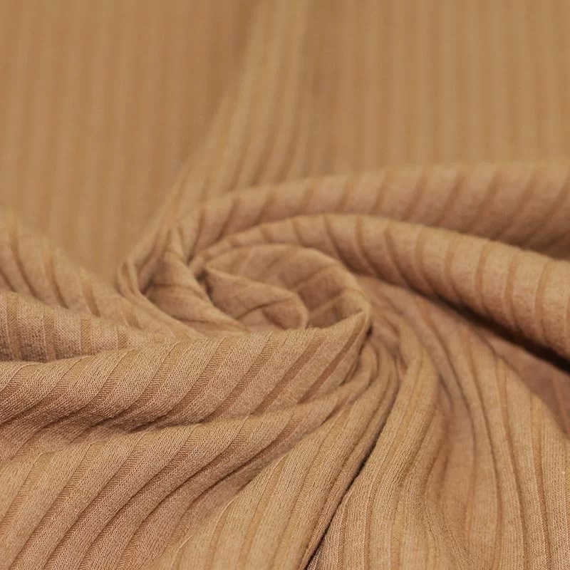 Brede Rib Jersey Stof Camel