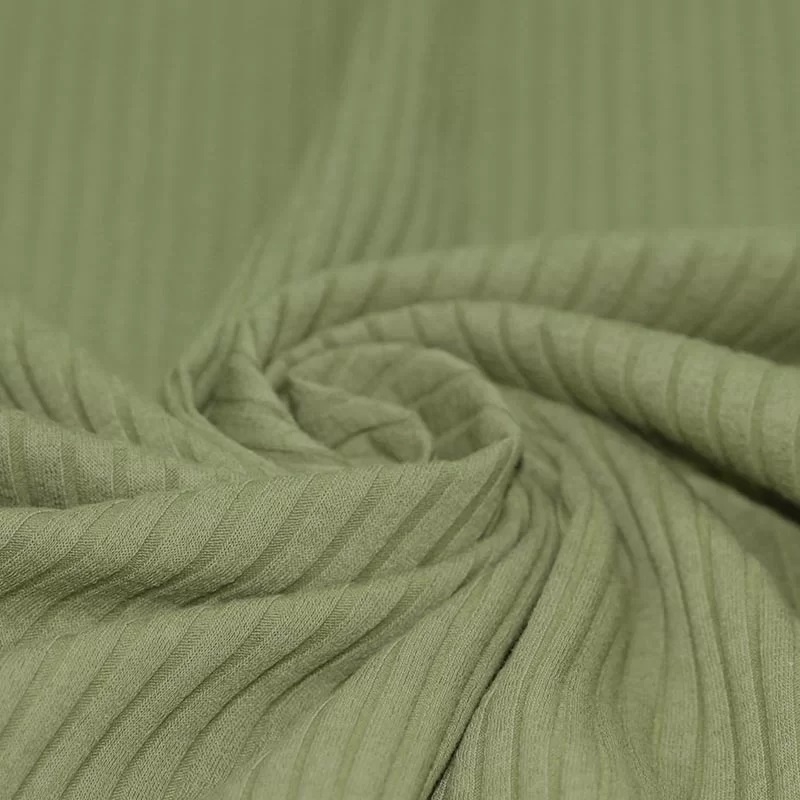 Brede Rib Jersey Stof Olijf