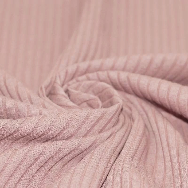 Brede Rib Jersey Stof Nude Roze