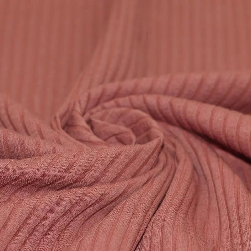 Brede Rib Jersey Stof Klei Roze