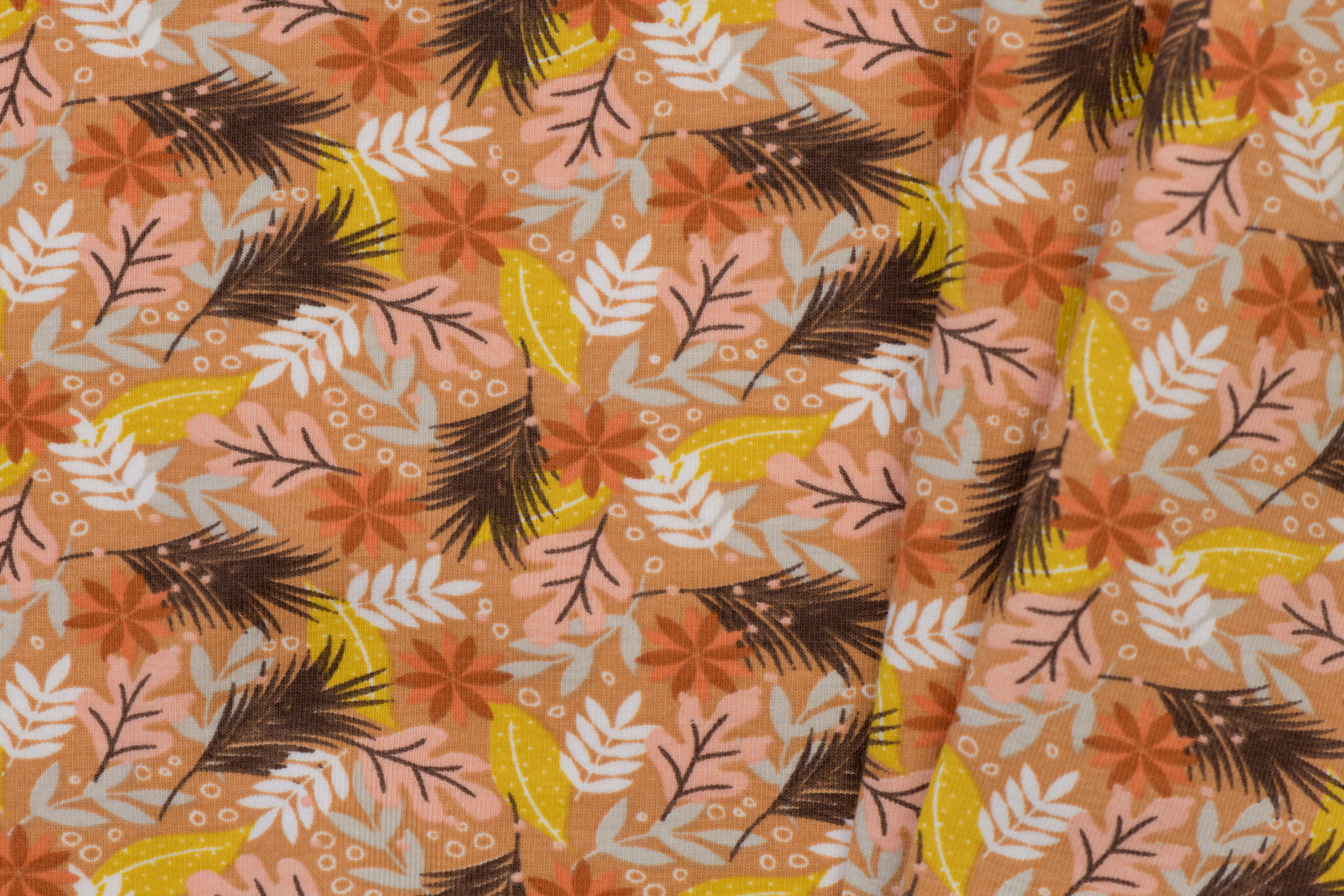 Organic Jersey Leaves Caramel