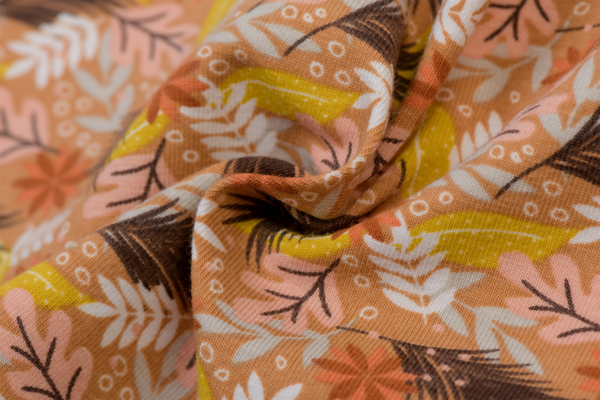 Organic Jersey Leaves Caramel