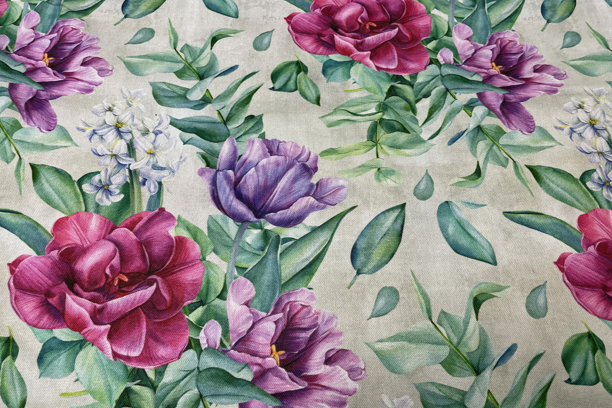 Decostof Bloemen Lila / Rose