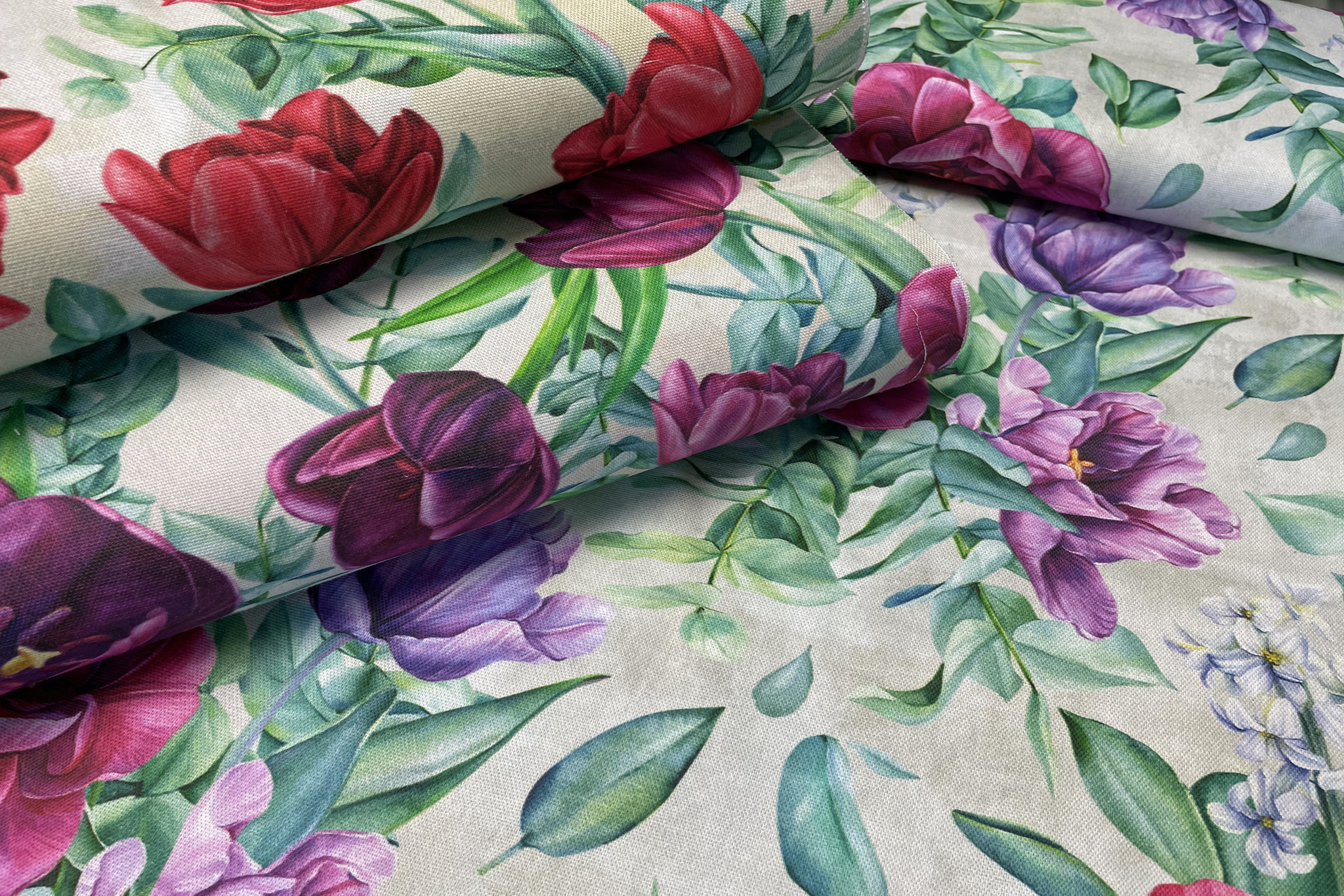 Decostof Bloemen Rood