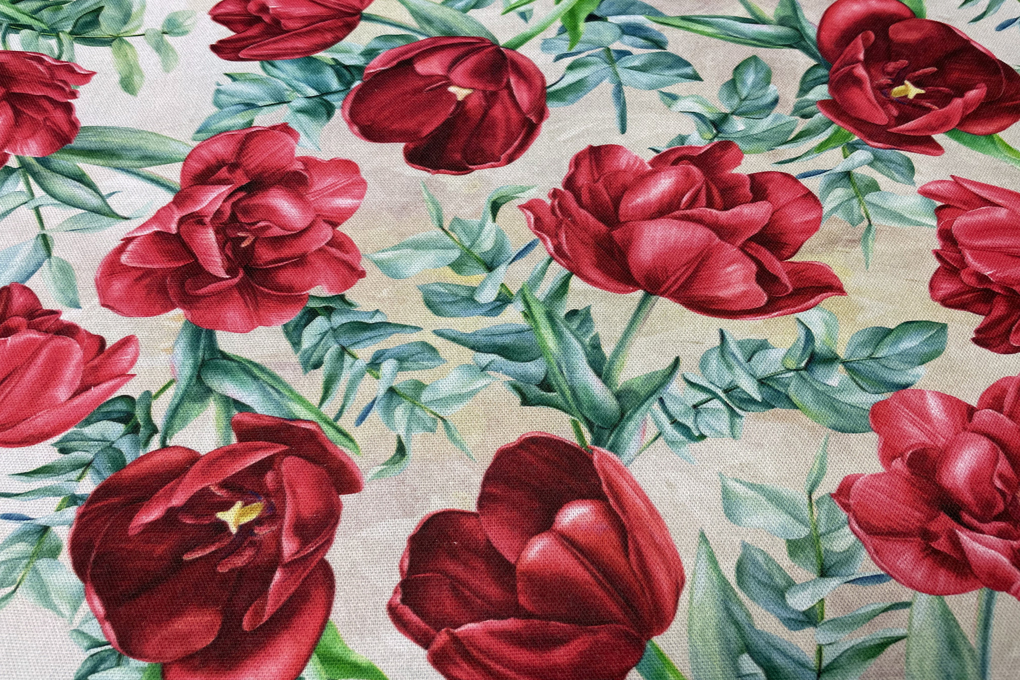 Decostof Bloemen Rood