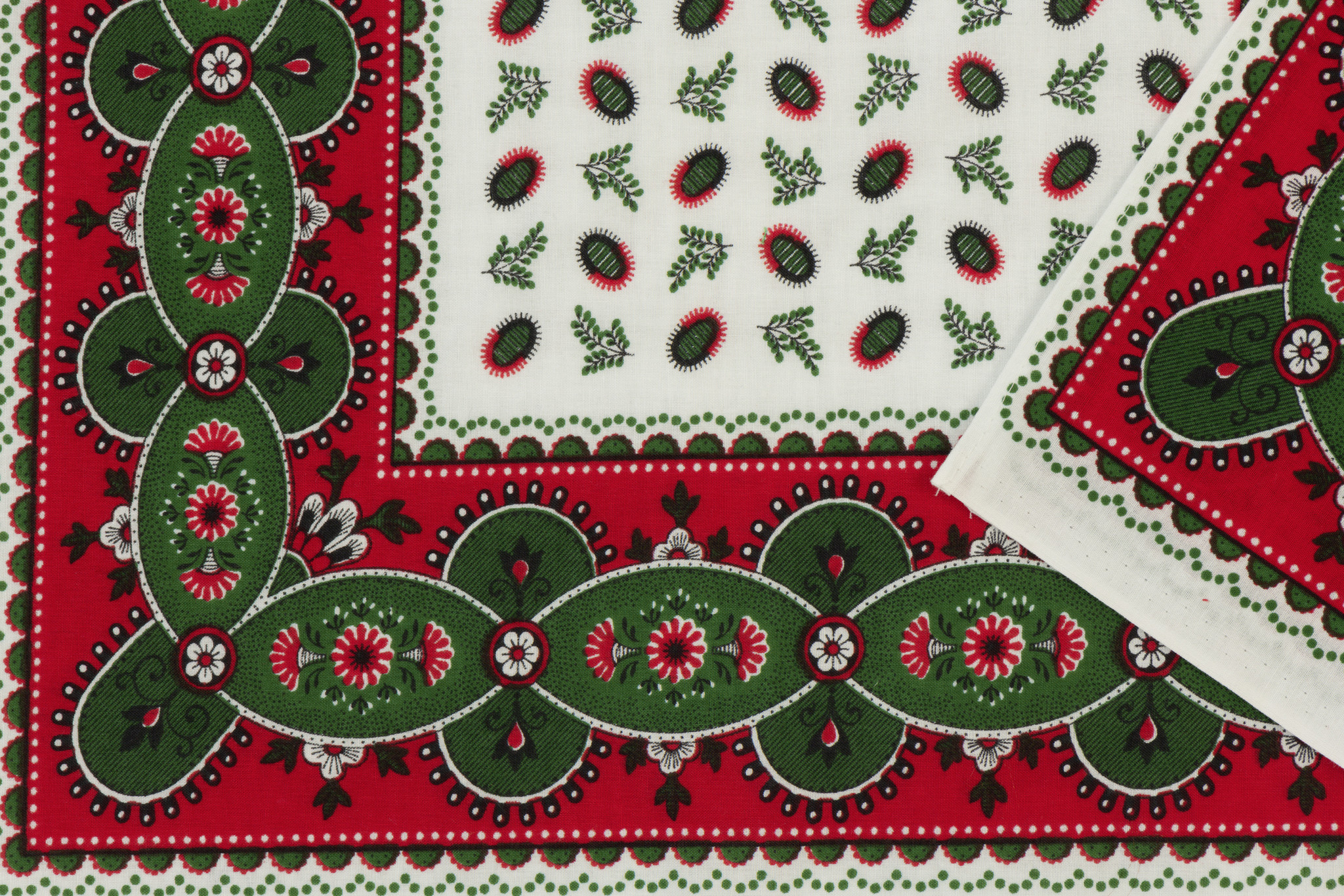 Zakdoek Koffieboon Wit - Rood - Groen