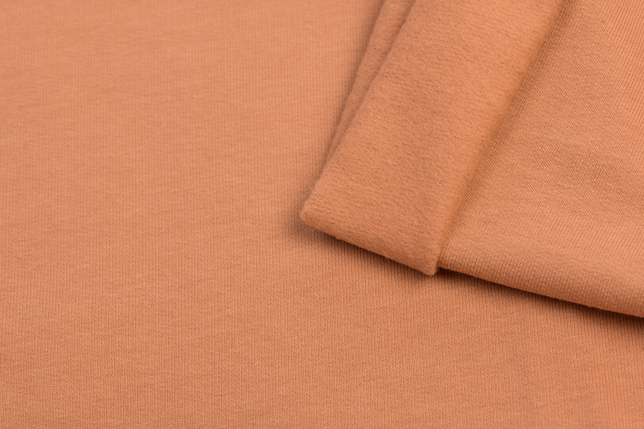 Katoenen Sweatstof Tricot Brushed Perzik