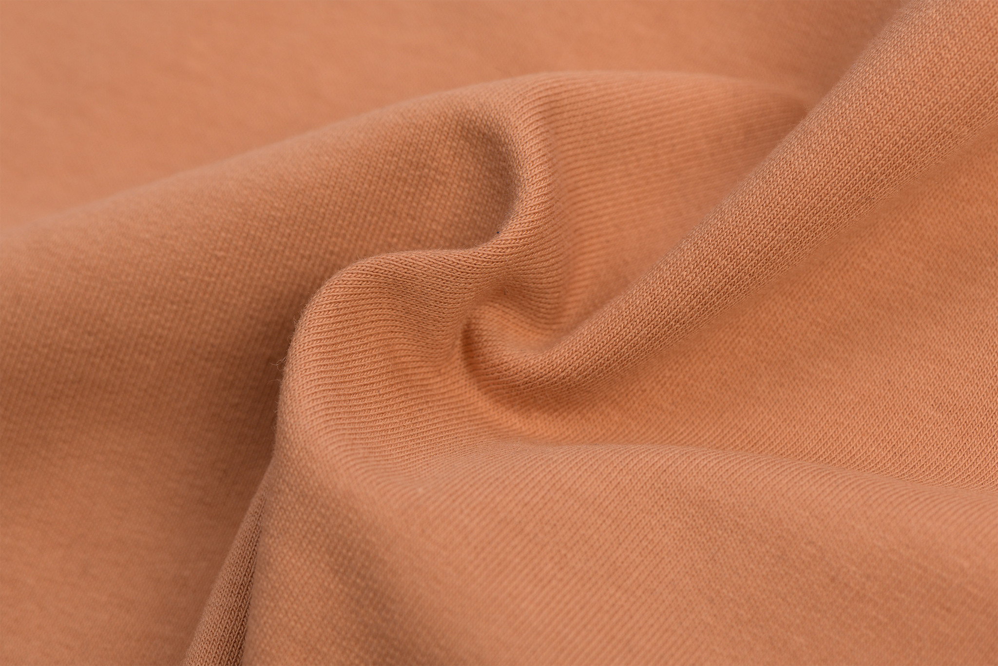 Katoenen Sweatstof Tricot Brushed Perzik
