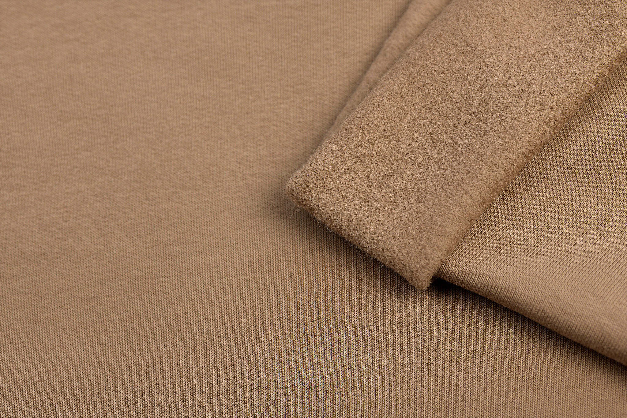 Katoenen Sweatstof Brushed Camel