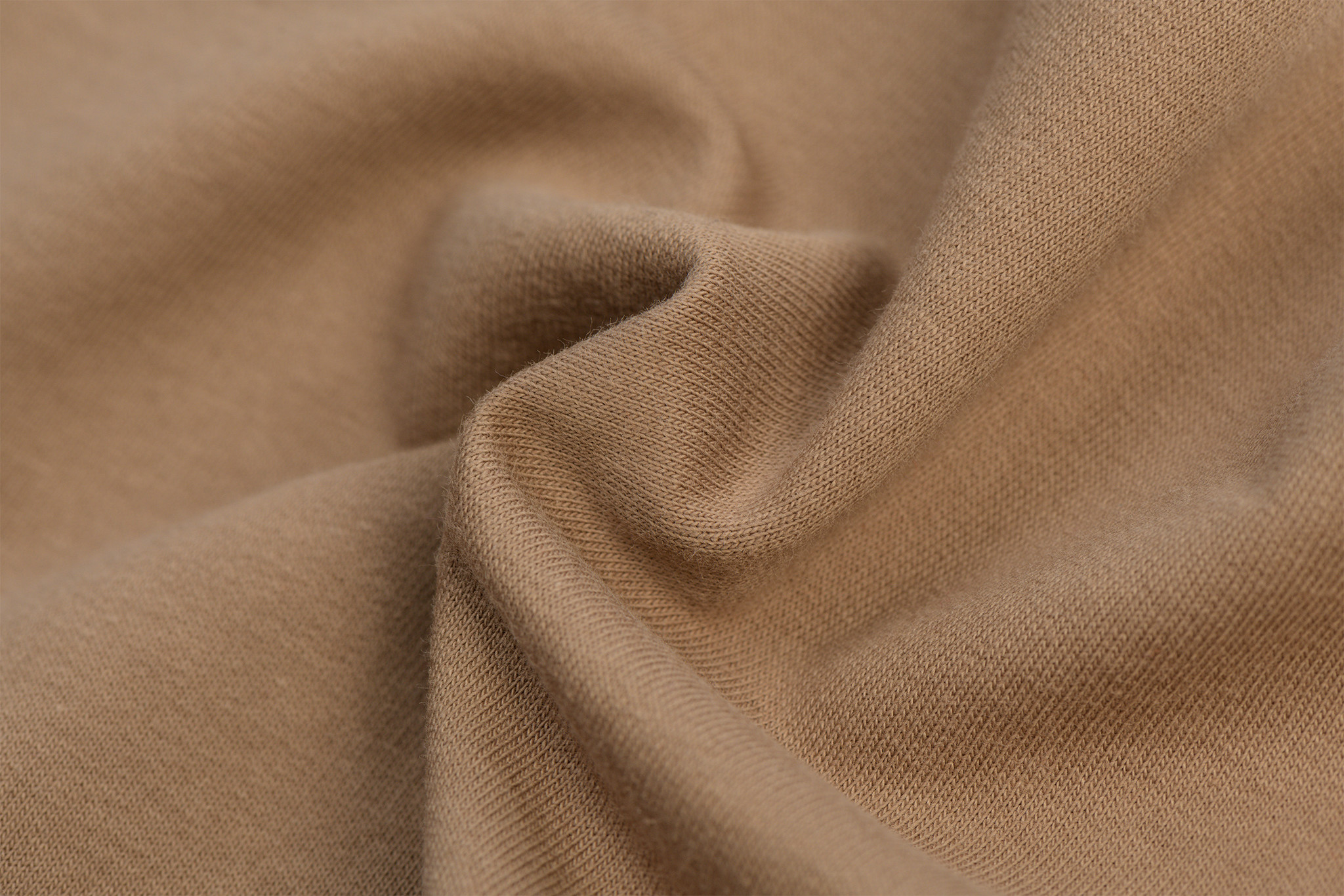 Katoenen Sweatstof Brushed Camel