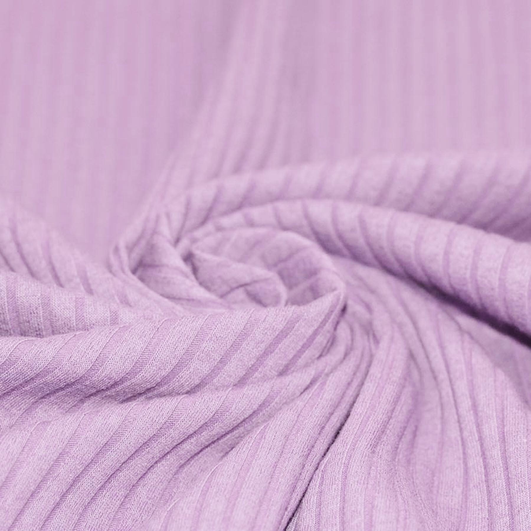 Brede Rib Jersey Stof Pastel Lila