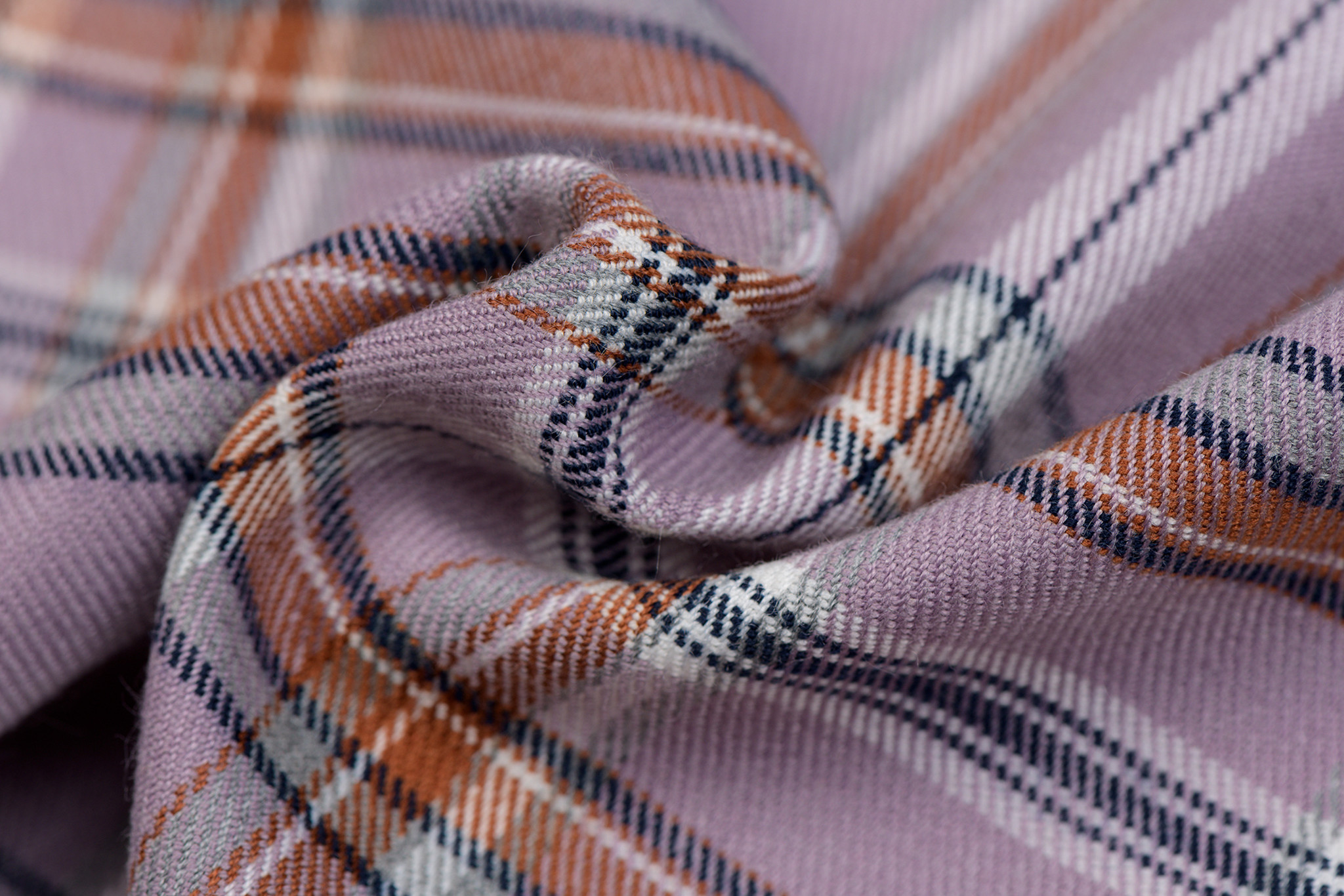 Schotse Ruit Tartan Check Stretch Lila - Bruin