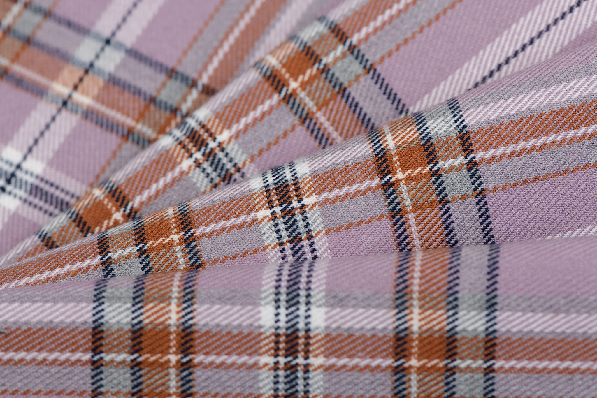 Schotse Ruit Tartan Check Stretch Lila - Bruin
