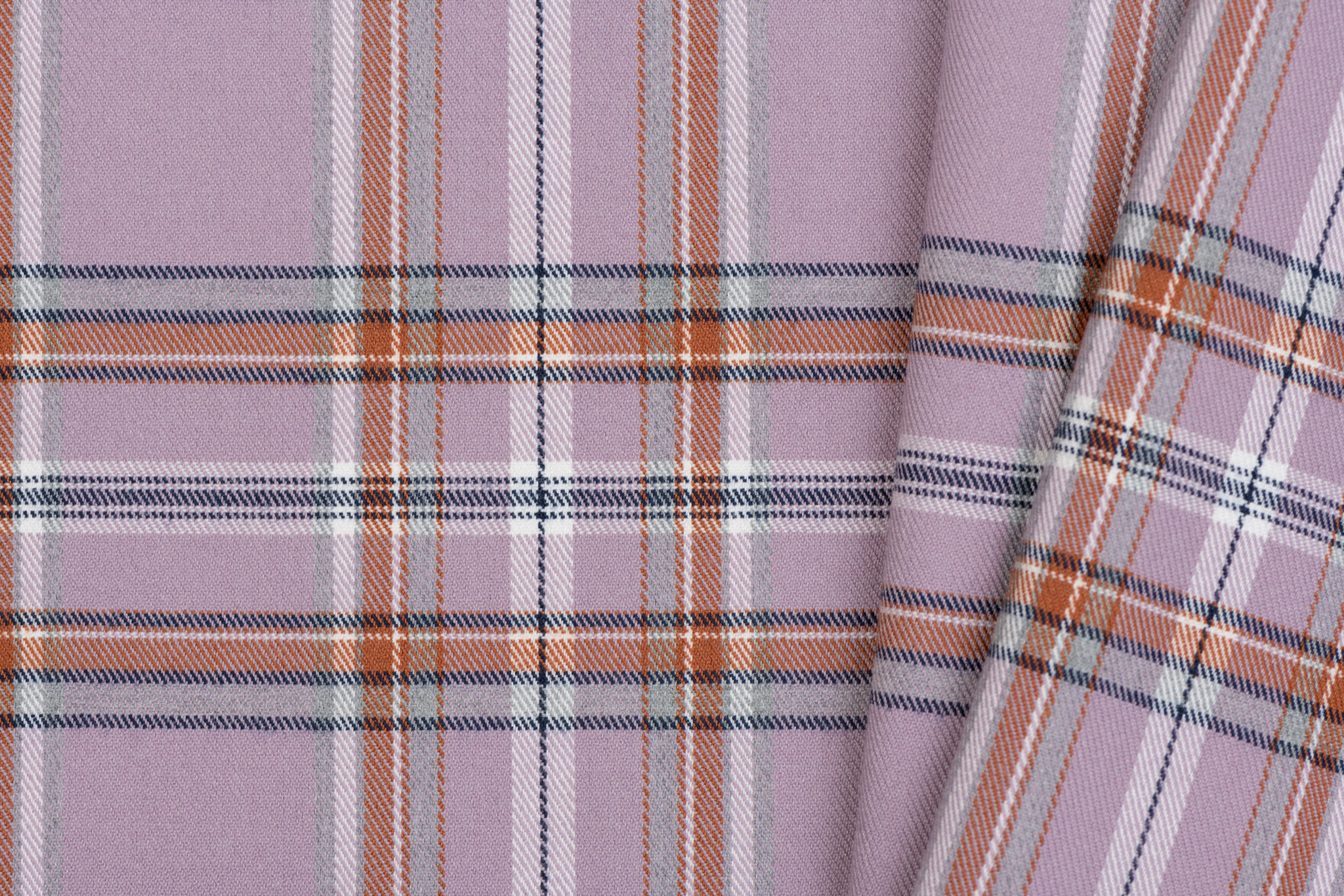 Schotse Ruit Tartan Check Stretch Lila - Bruin