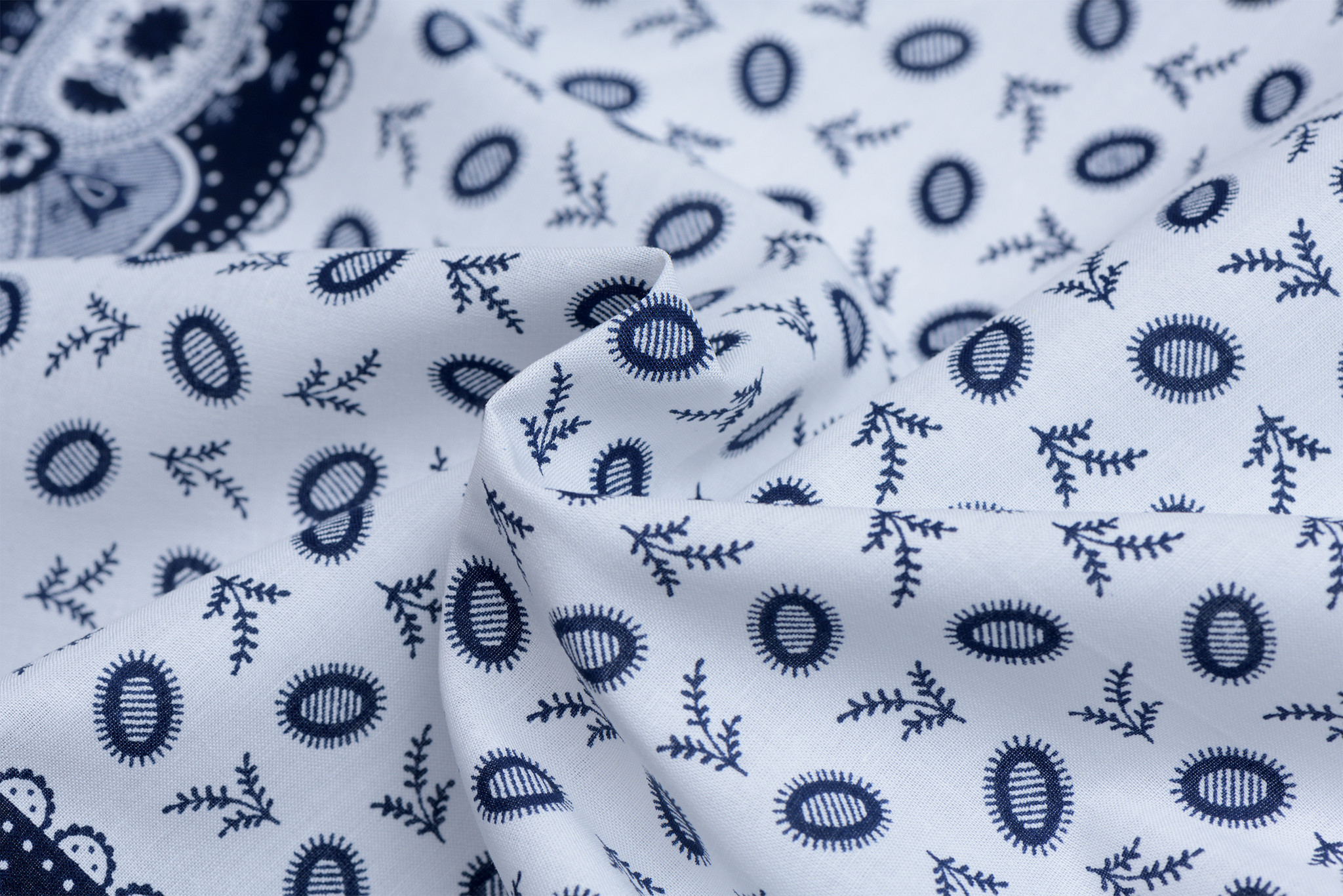Zakdoek Koffieboon Wit - Donkerblauw