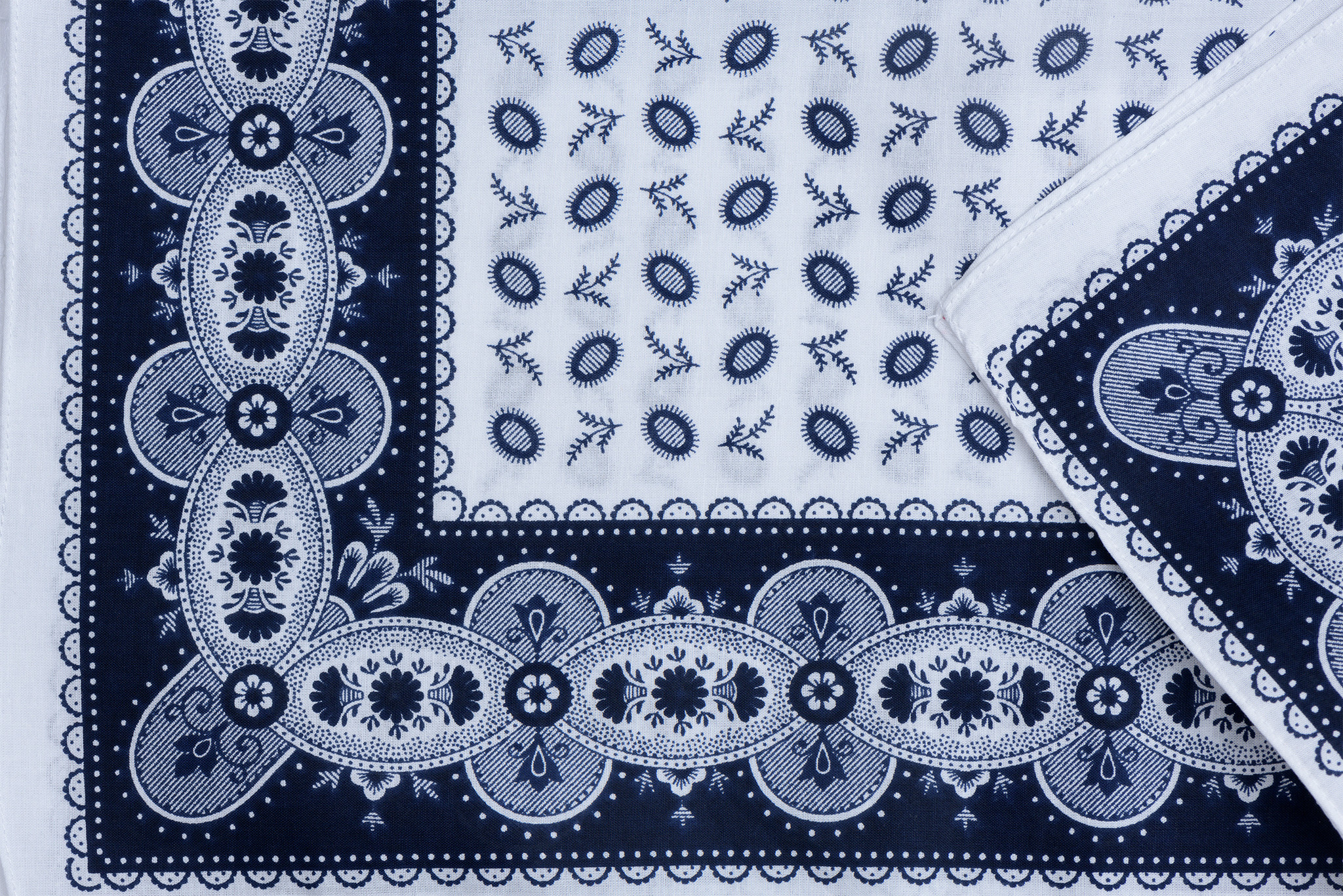 Zakdoek Koffieboon Wit - Donkerblauw