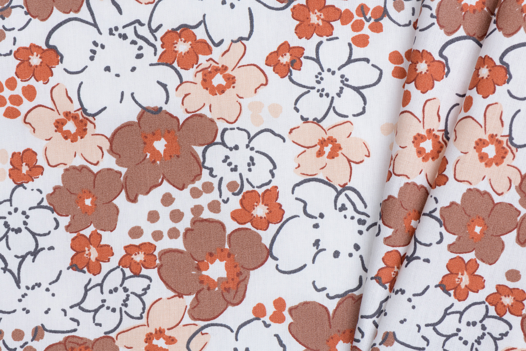 Katoen Poplin Wilde Bloemen Off White