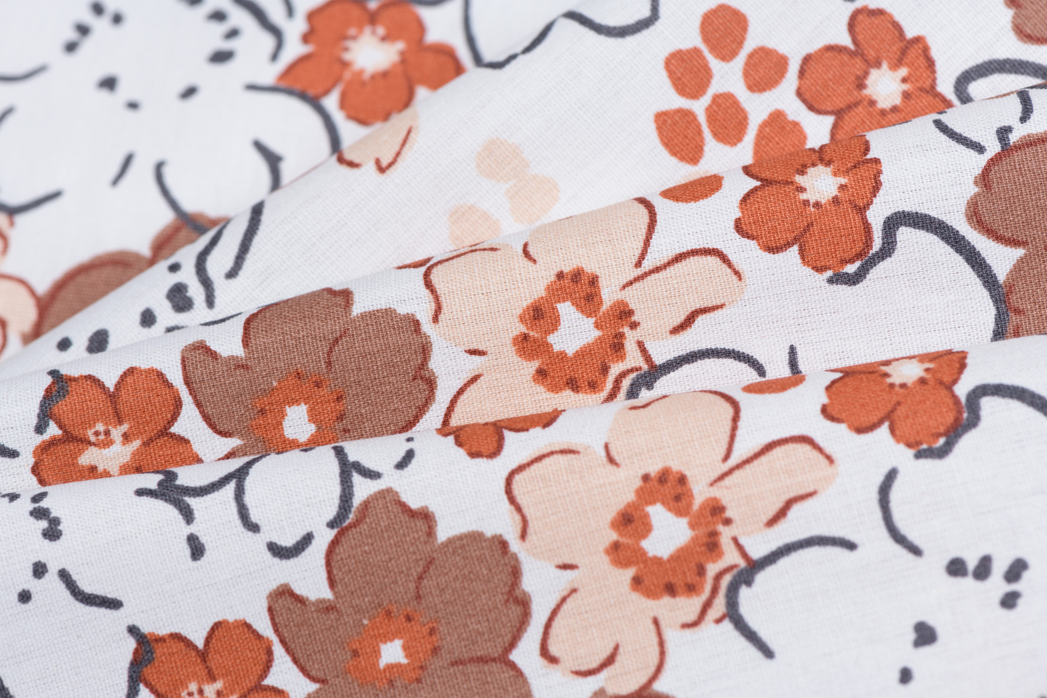 Katoen Poplin Wilde Bloemen Off White