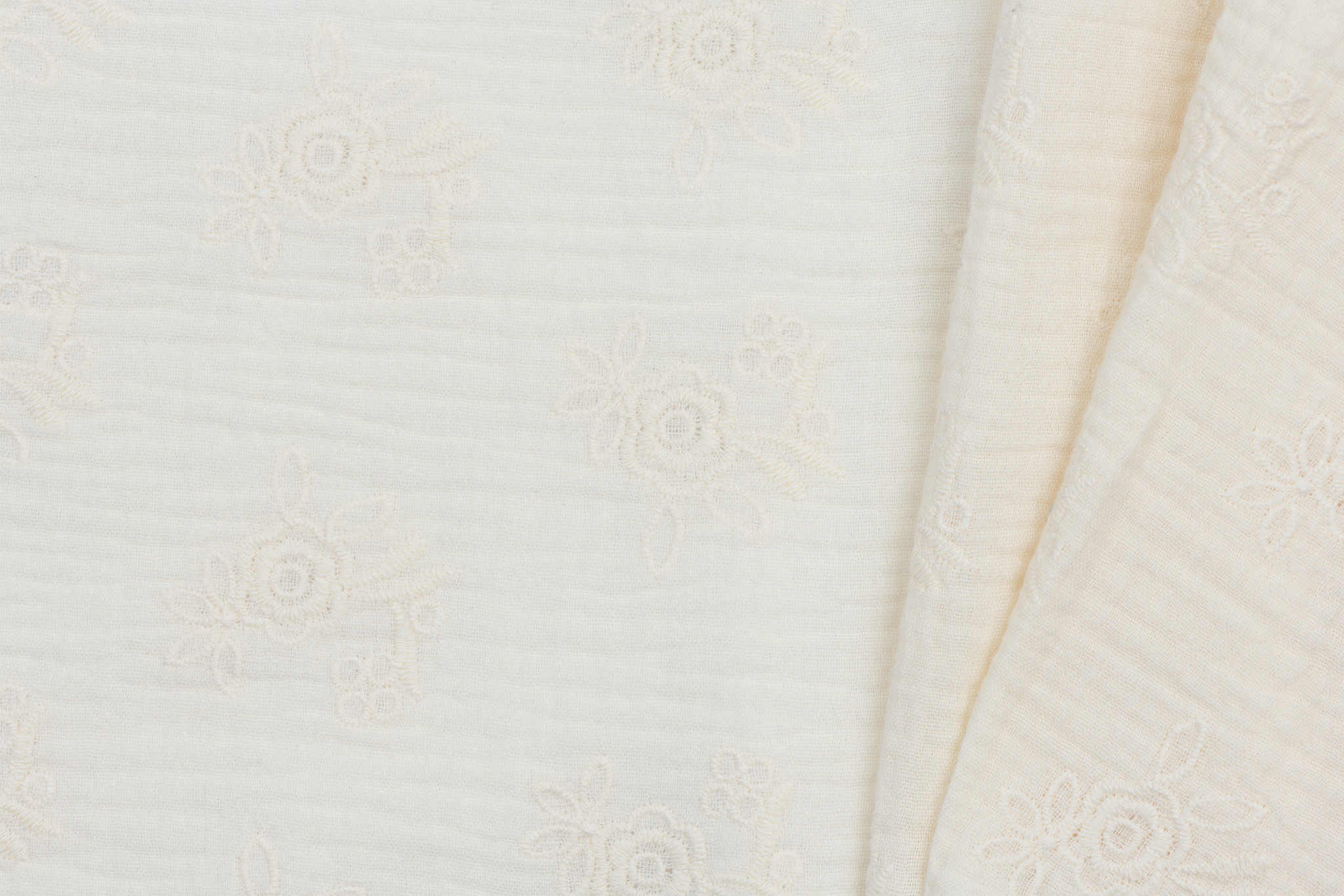 Double Gauze Embroidery Bloemen Ecru