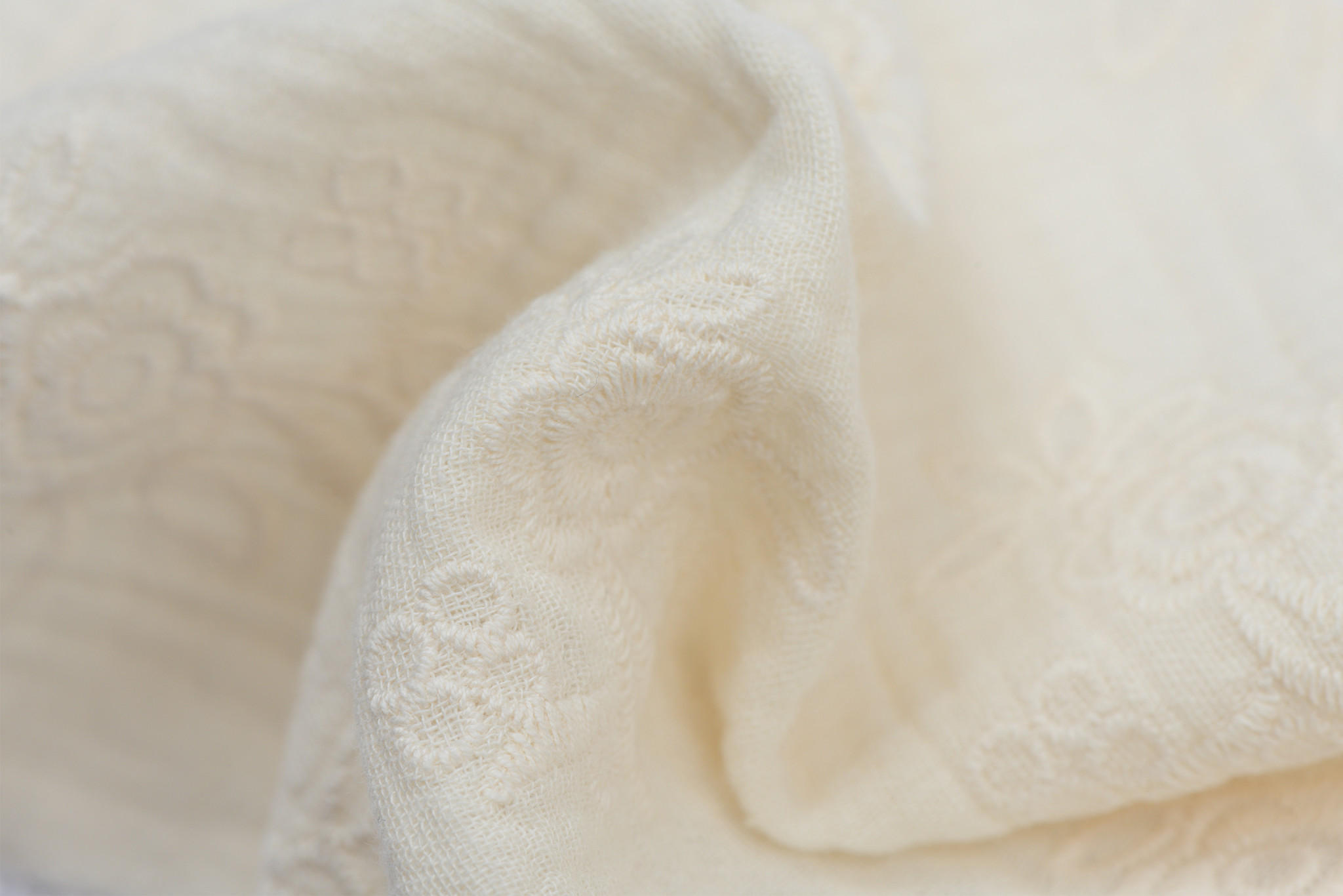 Double Gauze Embroidery Bloemen Ecru