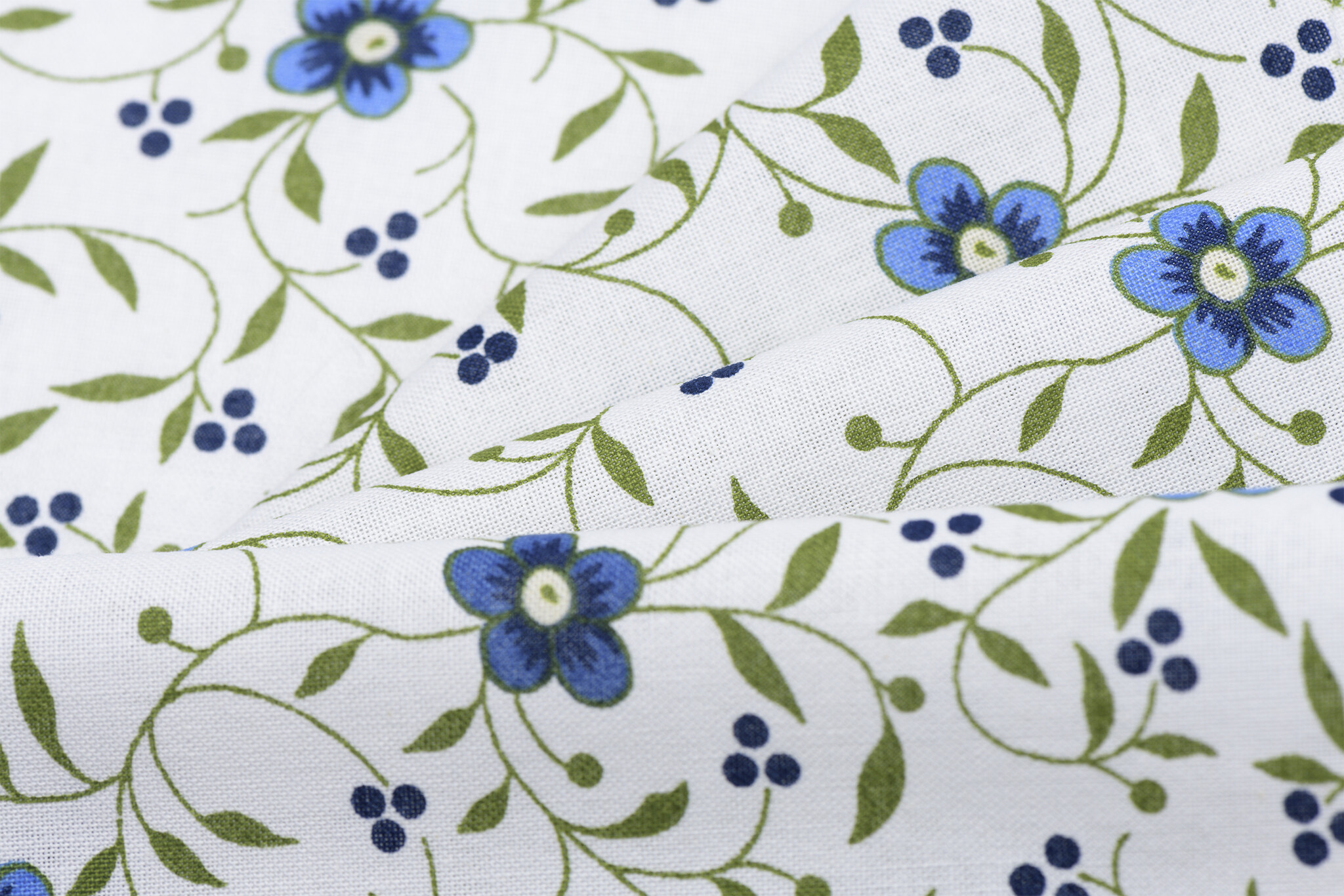 Folklore bloemen blauw - groen