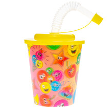 Cup with lid and straw emoticon 250ml