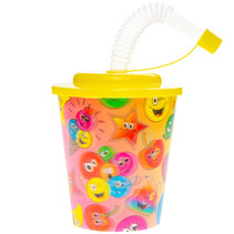 Beker met deksel en rietje emoticon 250ml